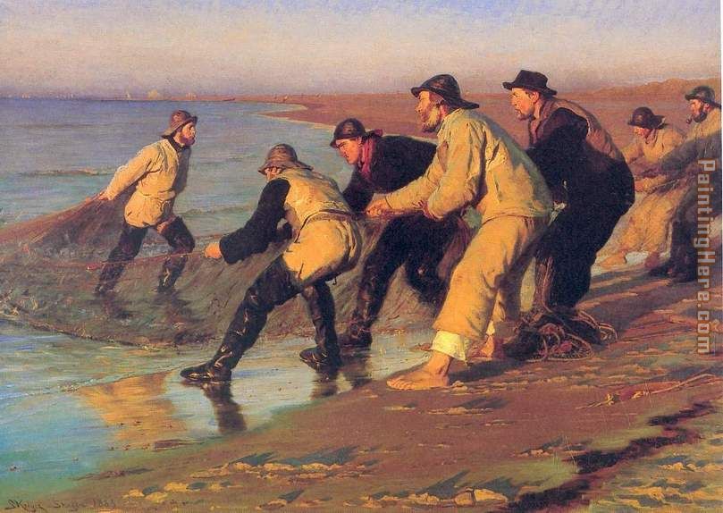 Pescadores en la playa painting - Peder Severin Kroyer Pescadores en la playa art painting